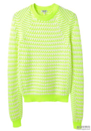kenzo Neon Yellow Patterned Cotton-Blend Pullover.jpg